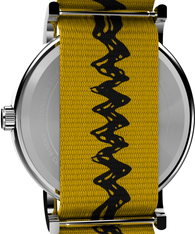 TW2R41100 Timex x Peanuts Charlie Brown 38mm Fabric Strap Watch Caseback Image