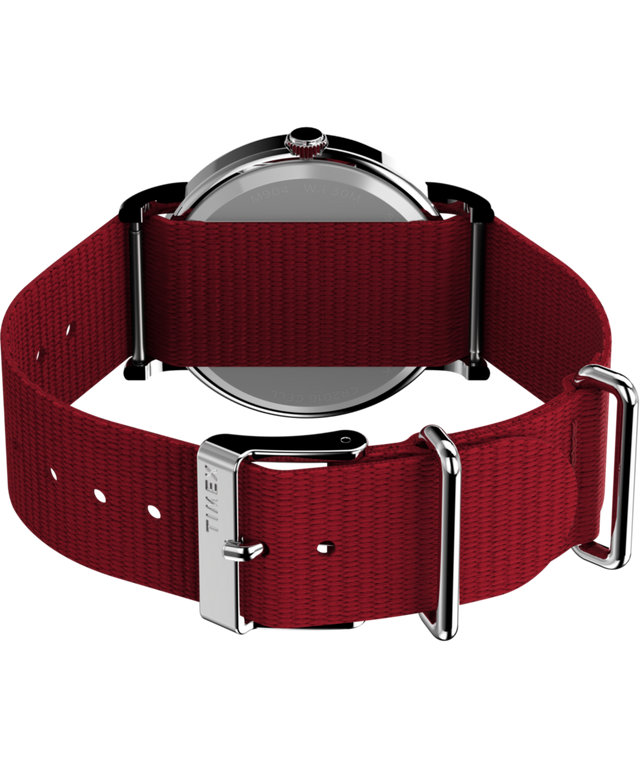 TW2R41400 Timex x Peanuts Snoopy 38mm Fabric Strap Watch Caseback with Attachment Image