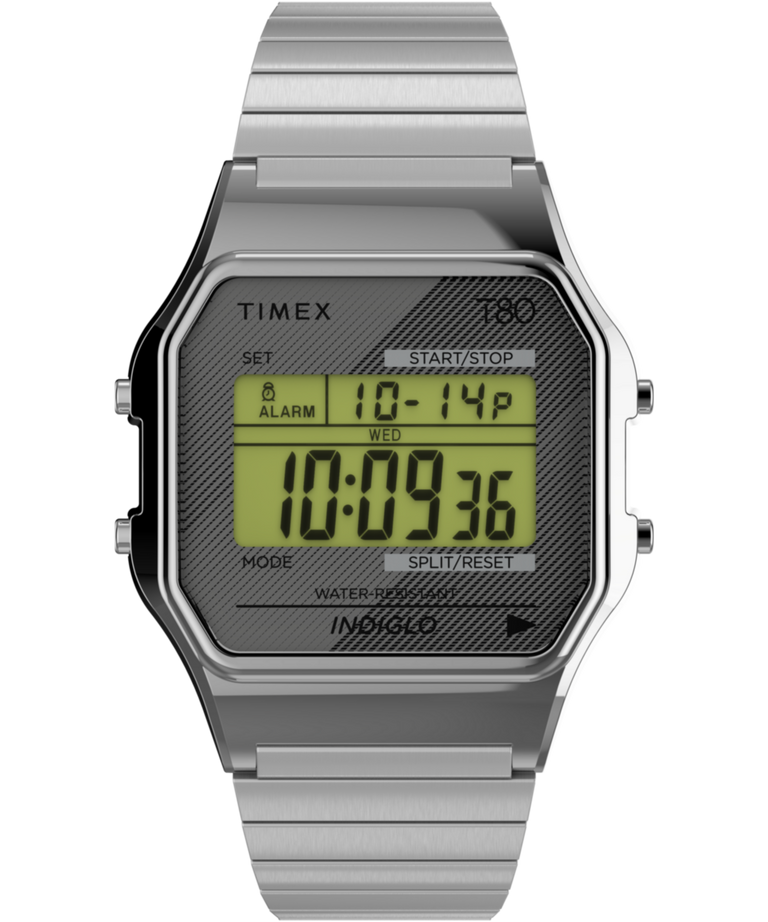 TW2R79100 Timex T80 34mm Stainless Steel Expansion Band Watch Primary Image