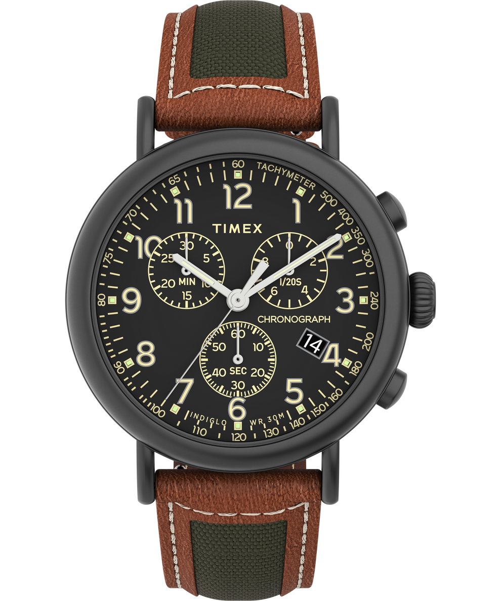 Timex Standard Chronograph 41mm Leather Strap Watch - TW2U58000 | Timex EU