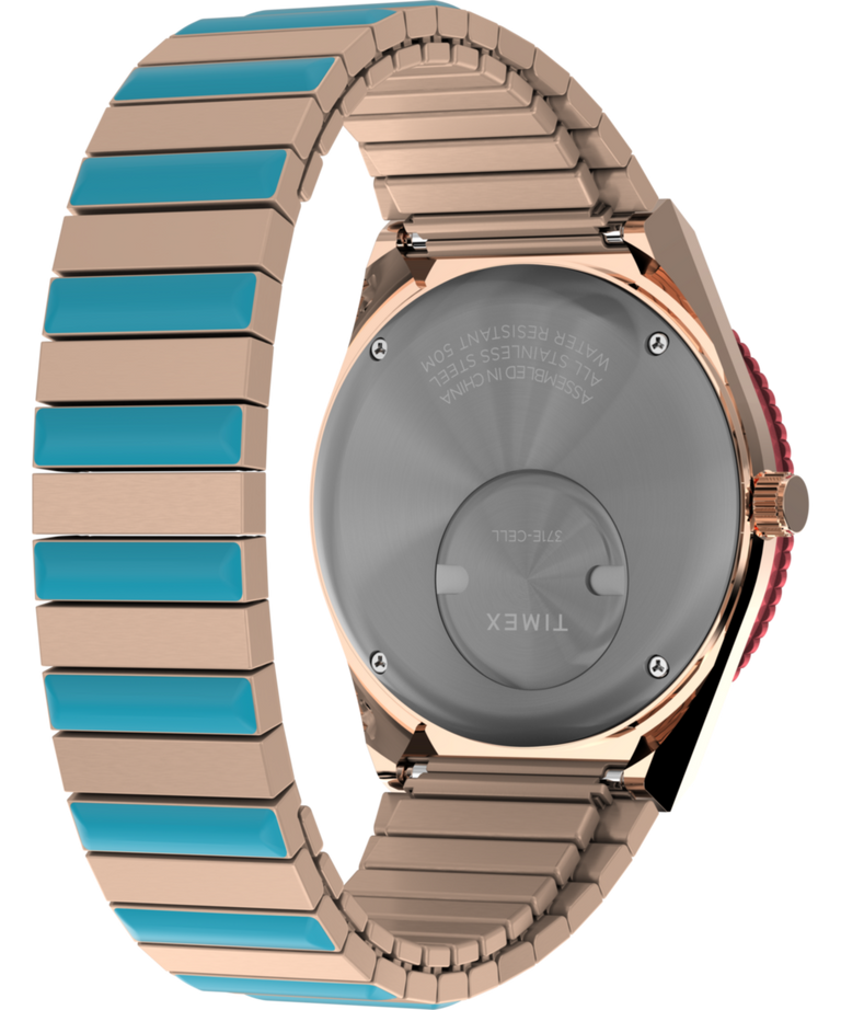 TW2U81500 Q Timex Malibu 36mm Stainless Steel Expansion Band Watch Caseback with Attachment Image