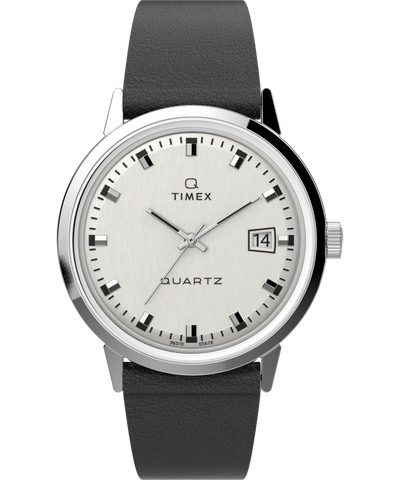 TW2U91200 Q Timex 1978 Reissue Date 35mm Leather Strap Watch Primary Image