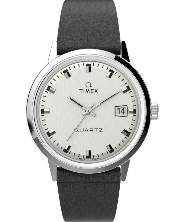 TW2U91200 Q Timex 1978 Reissue Date 35mm Leather Strap Watch Primary Image