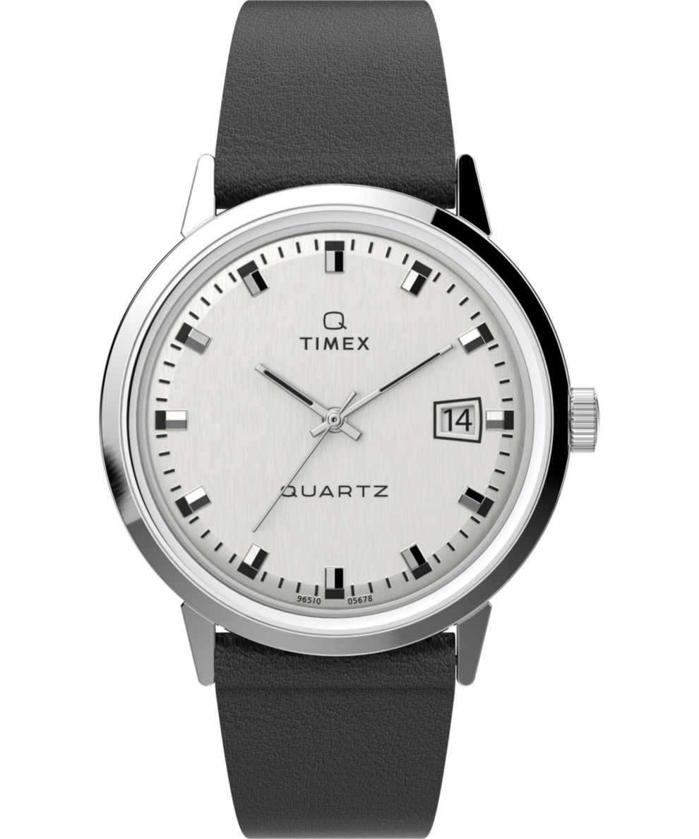 TW2U91200 Q Timex 1978 Reissue Date 35mm Leather Strap Watch Primary Image