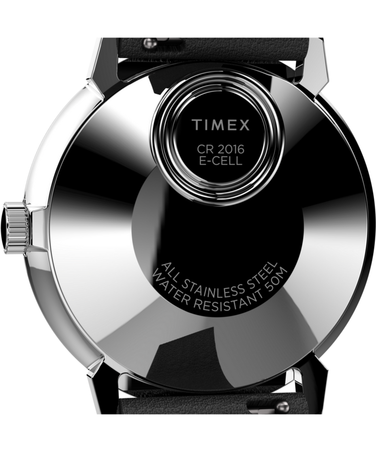 TW2U91200 Q Timex 1978 Reissue Date 35mm Leather Strap Watch Caseback Image