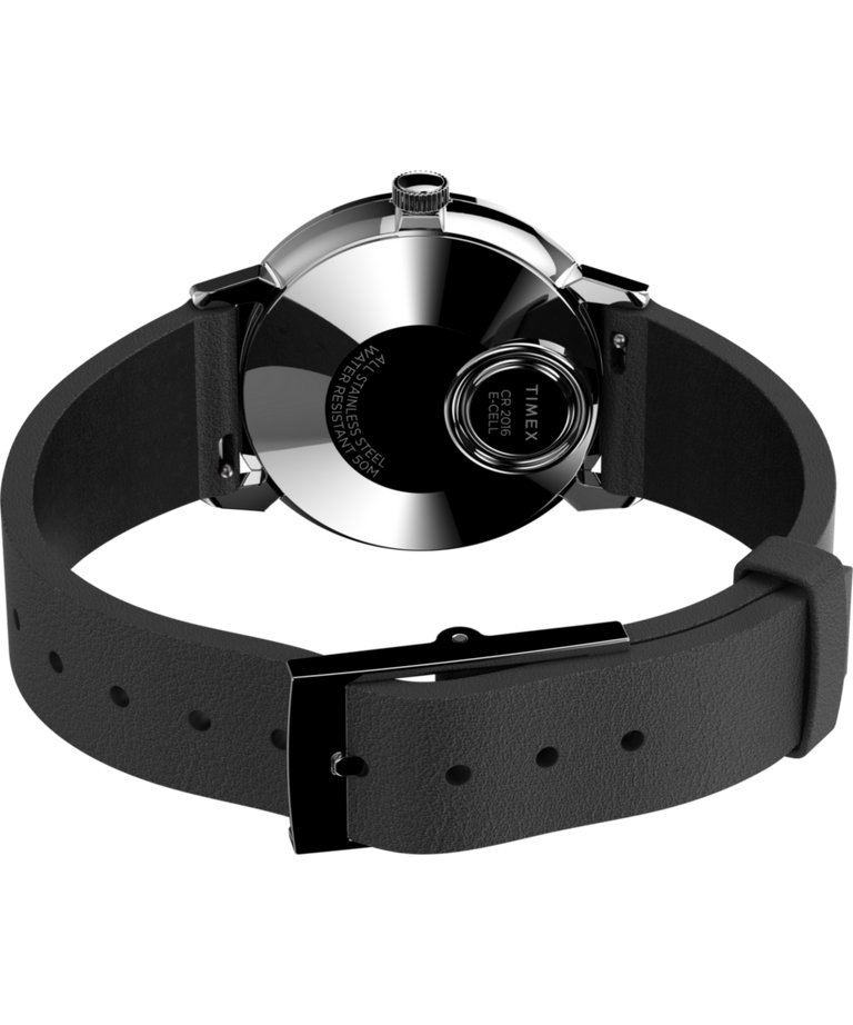 TW2U91200 Q Timex 1978 Reissue Date 35mm Leather Strap Watch Caseback with Attachment Image