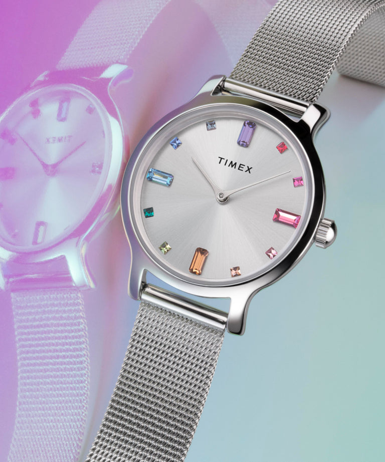 TW2U92900 Transcend™ 31mm Stainless Steel Mesh Band Watch Campaign Key Silhouettes (Beauty shots) Image