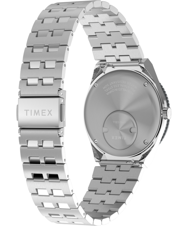 TW2V38000 Q Timex GMT 38mm Stainless Steel Bracelet Watch Caseback with Attachment Image