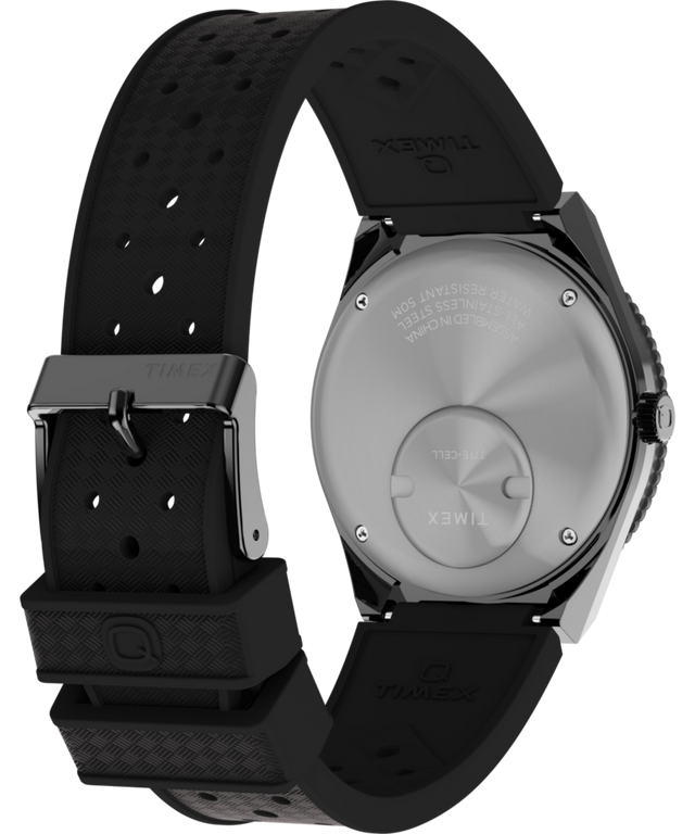 TW2V38200 Q Timex GMT 38mm Synthetic Rubber Strap Watch Caseback with Attachment Image