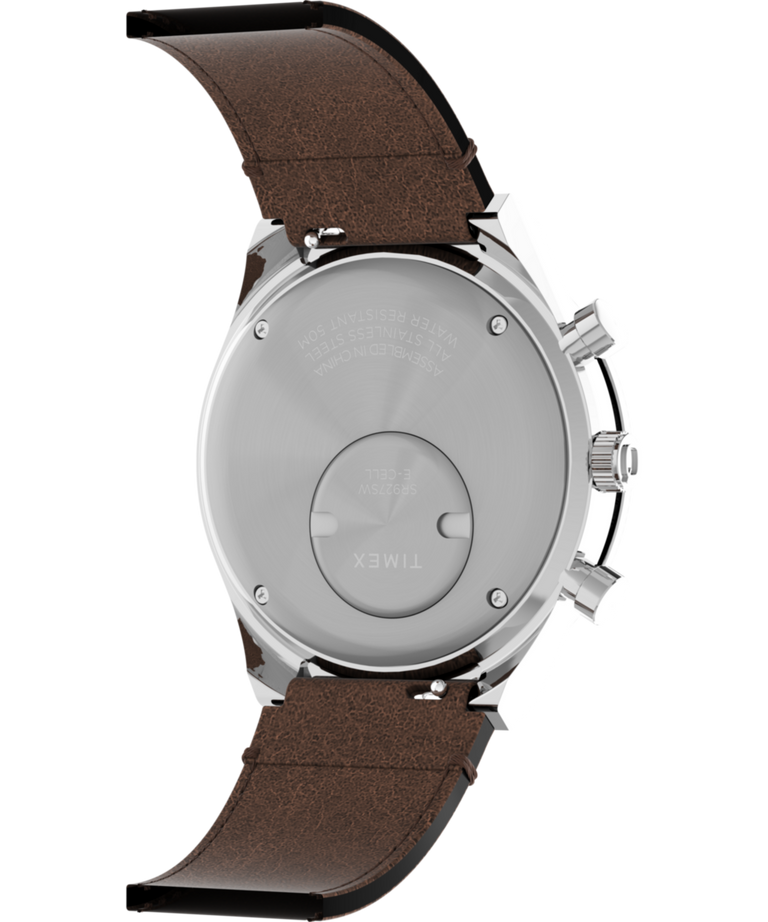 TW2V42800 Q Timex Chronograph 40mm Leather Strap Watch Caseback with Attachment Image