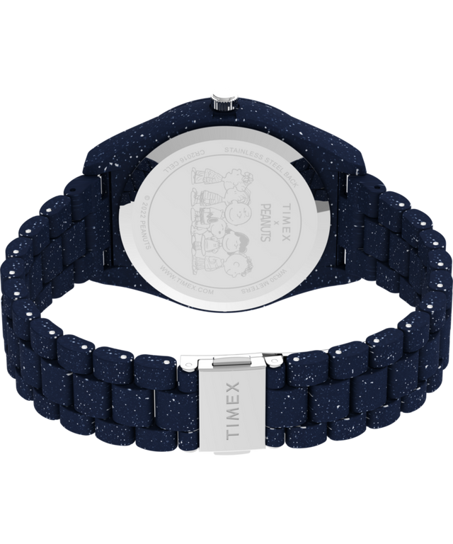 TW2V53300 Peanuts® x Timex Legacy Ocean 42mm Recycled Bracelet Watch Caseback with Attachment Image
