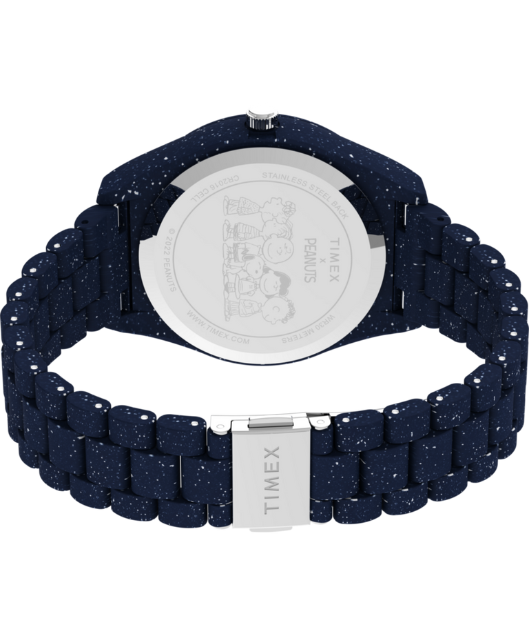 TW2V53300 Peanuts® x Timex Legacy Ocean 42mm Recycled Bracelet Watch Caseback with Attachment Image