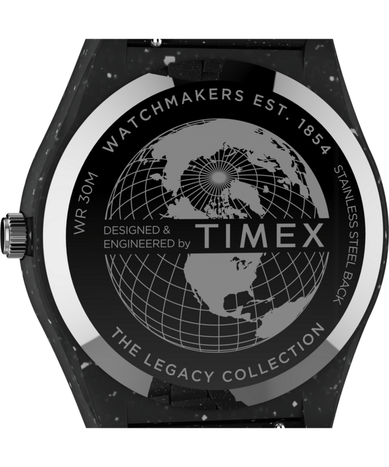 TW2V77000 Timex Legacy Ocean 42mm Recycled Plastic Bracelet Watch Caseback Image