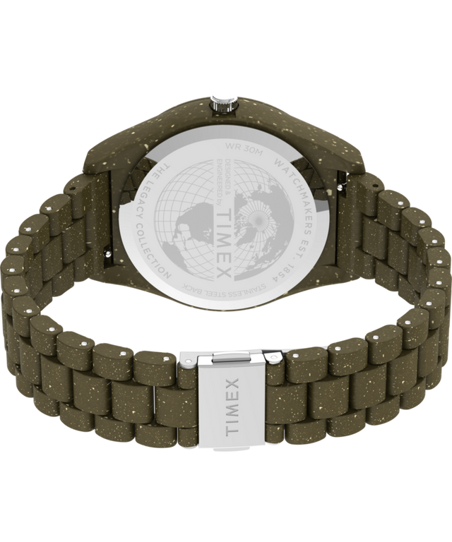 TW2V77100 Timex Legacy Ocean 42mm Recycled Plastic Bracelet Watch Caseback with Attachment Image