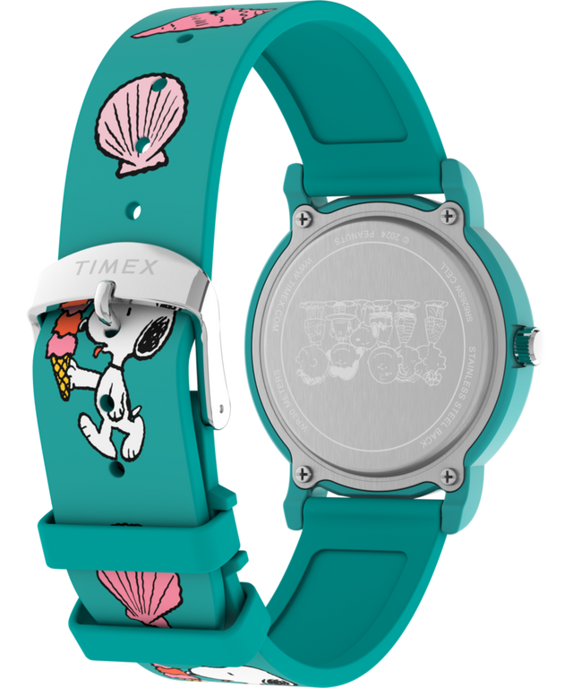 TW2V78500 Timex x Peanuts Just Beachy 36mm Silicone Strap Watch Caseback with Attachment Image
