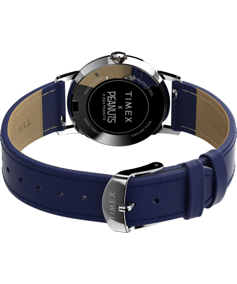 TW2V88400 Timex Marlin® Hand-Wound x Snoopy Tennis 34mm Leather Strap Watch Caseback with Attachment Image