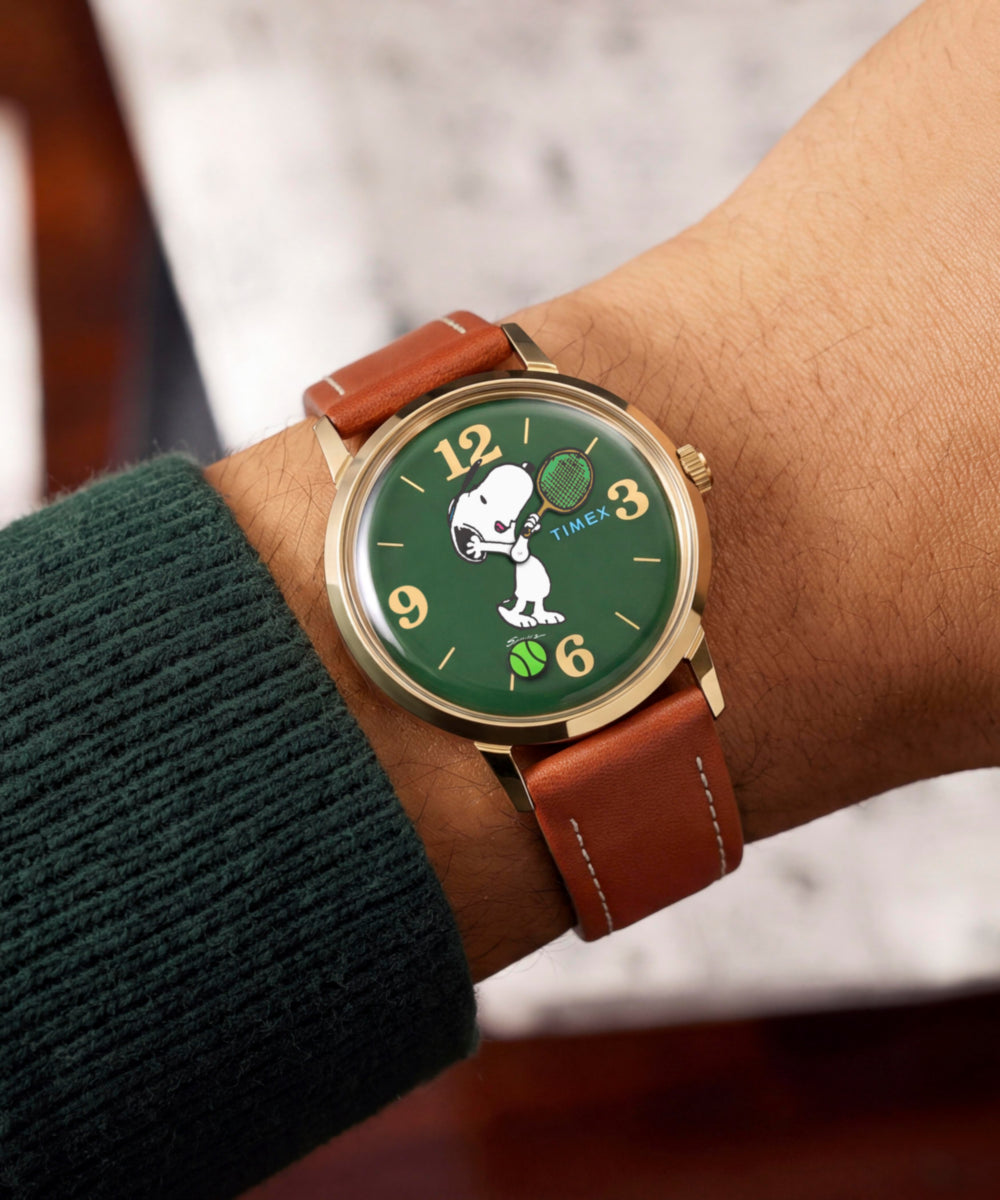 Peanuts® x Timex Marlin® Hand-Wound Snoopy Tennis 34mm Leather