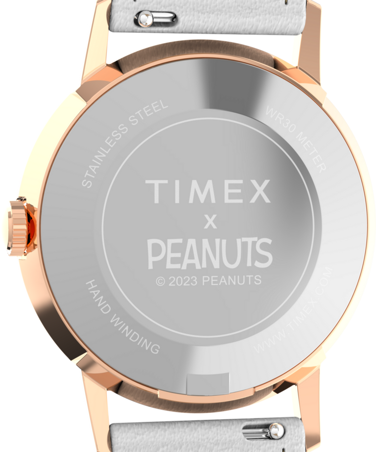 TW2V91200 Peanuts® x Timex Marlin® Hand-Wound Snoopy Floral 34mm Leather Strap Watch Caseback Image
