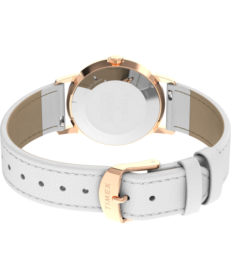 TW2V91200 Peanuts® x Timex Marlin® Hand-Wound Snoopy Floral 34mm Leather Strap Watch Caseback with Attachment Image
