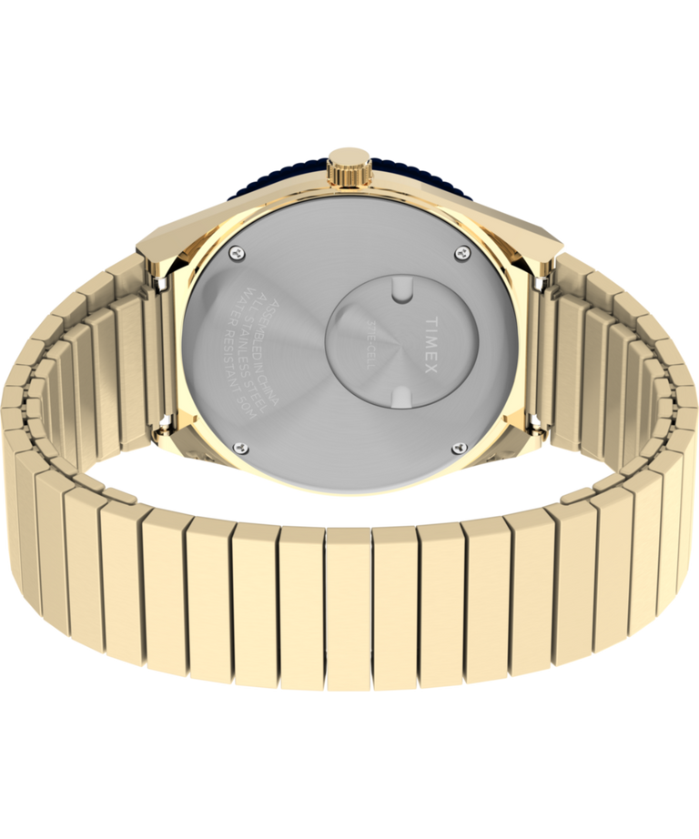 TW2V92400 Q Timex® 36mm Stainless Steel Expansion Band Watch   Caseback with Attachment Image