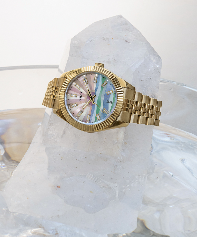 TW2V94900 Timex x Jacquie Aiche Sunrise 36mm Stainless Steel Bracelet Watch Alt Lifestyle Image 2