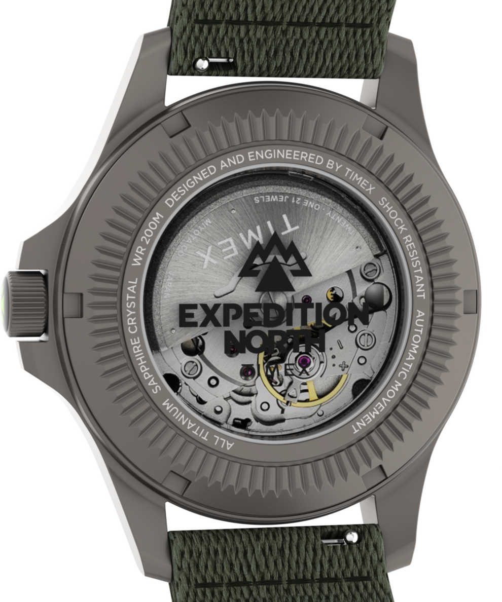 TW2V95300 Expedition North® Titanium Automatic 41mm Recycled Fabric Strap Watch Caseback Image