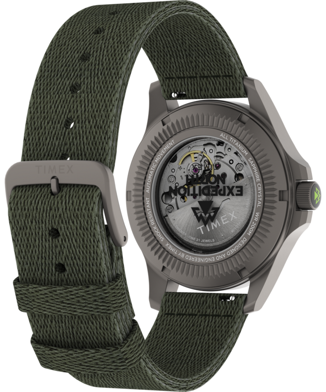 TW2V95300 Expedition North® Titanium Automatic 41mm Recycled Fabric Strap Watch Caseback with Attachment Image