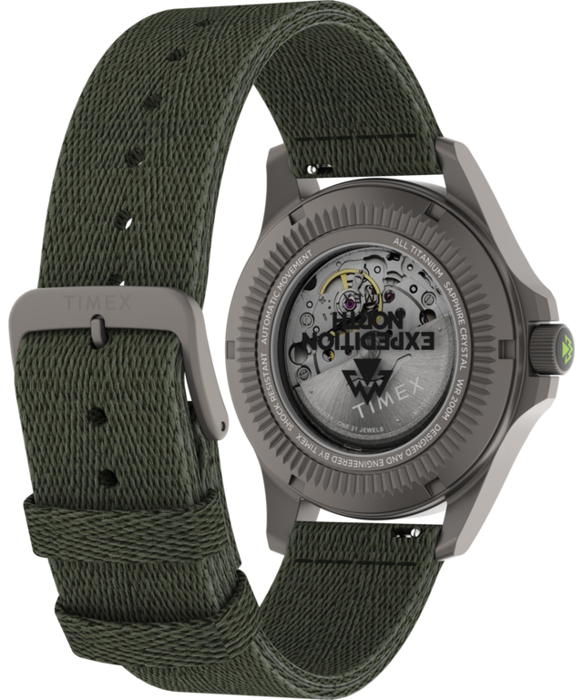 TW2V95300 Expedition Titanium Automatic 41mm Recycled Fabric Strap Watch Caseback with Attachment Image