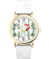 TW2W24100 Timex Weekender x Peanuts Holiday 38mm Leather Strap Watch Primary Image