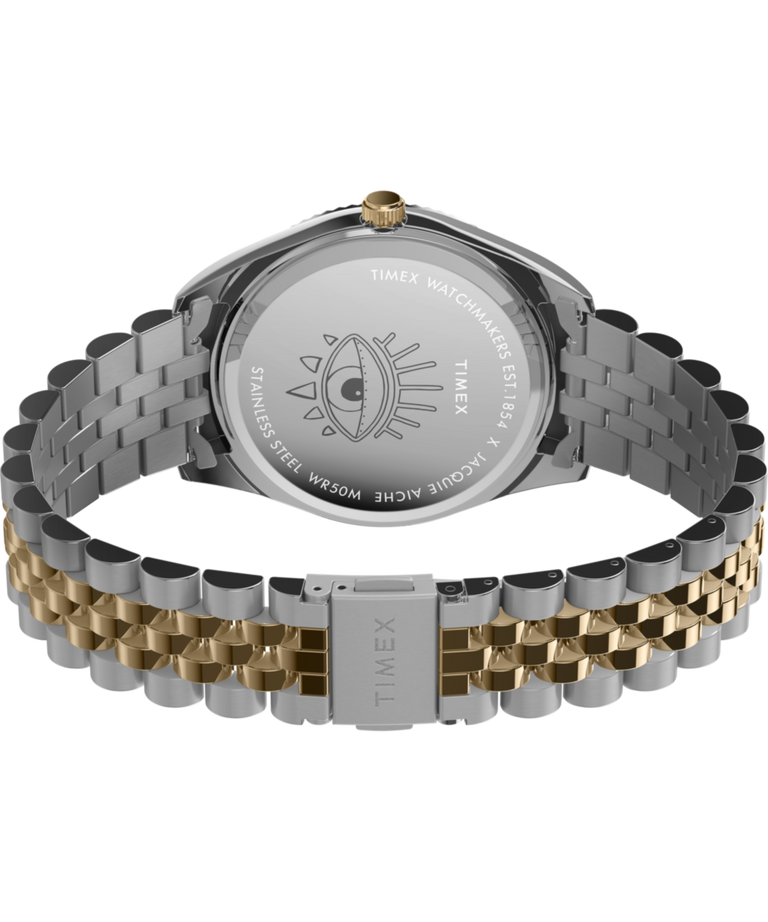 TW2W32700 Timex x Jacquie Aiche 36mm Stainless Steel Bracelet Watch Caseback with Attachment Image