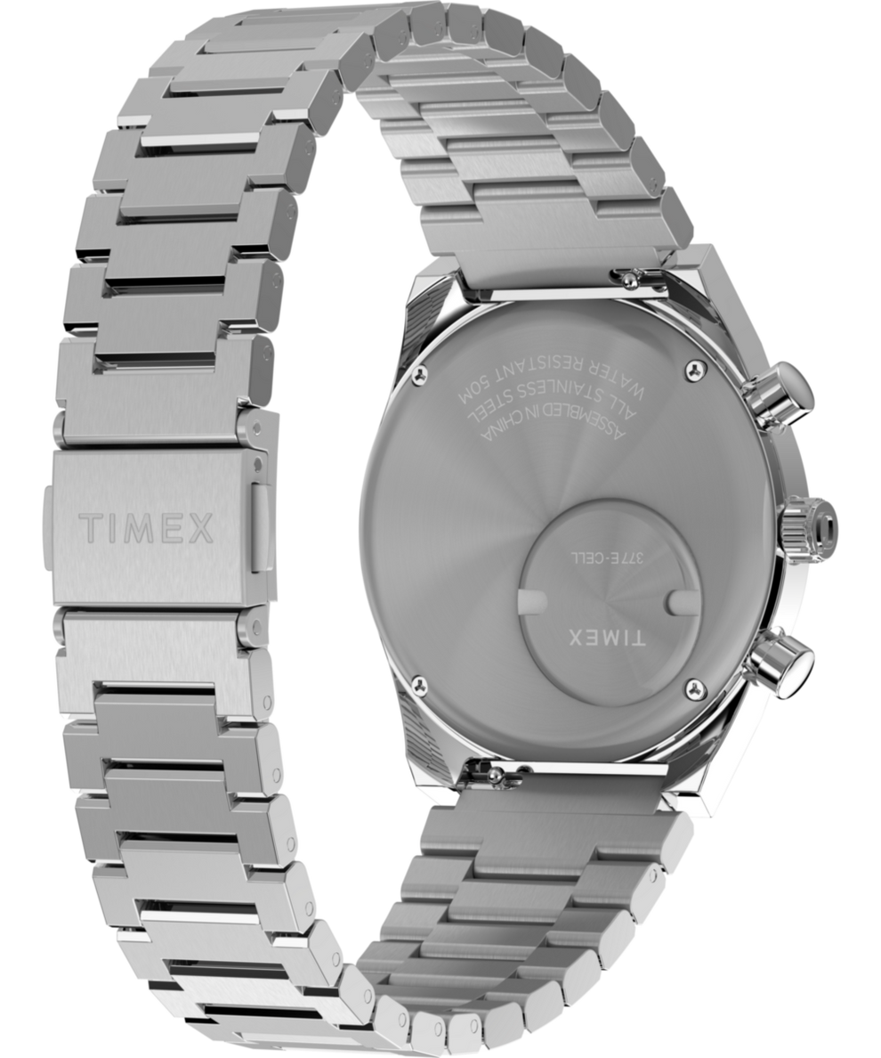 TW2W33600 Q Timex® Falcon Eye Chronograph 40mm Stainless Steel Bracelet  Caseback with Attachment Image