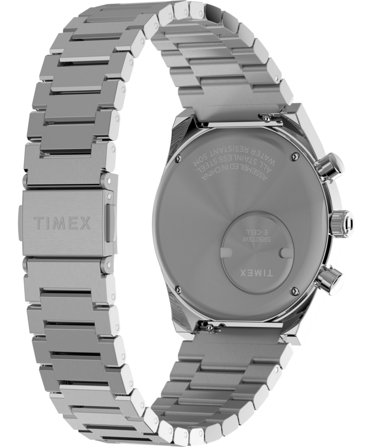 TW2W33700 Q Timex Falcon Eye Chronograph 40mm Stainless Steel Bracelet Watch Caseback with Attachment Image