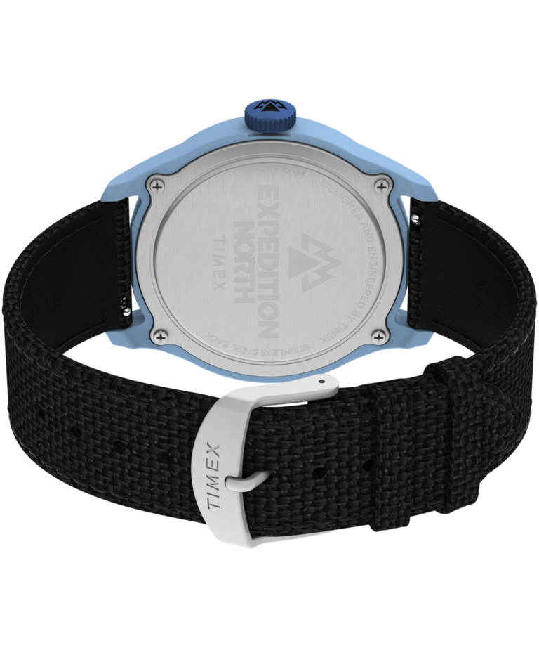 TW2W34300 Expedition Traprock 43mm Recycled Fabric Strap Watch Caseback with Attachment Image