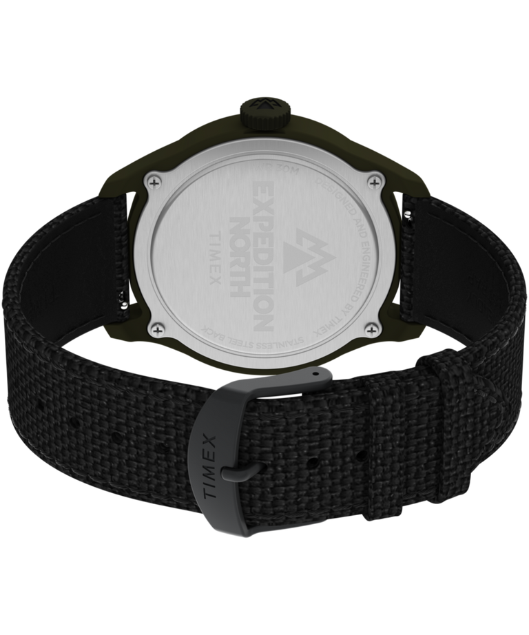 TW2W34400 Expedition Traprock 43mm Recycled Fabric Strap Watch Caseback with Attachment Image