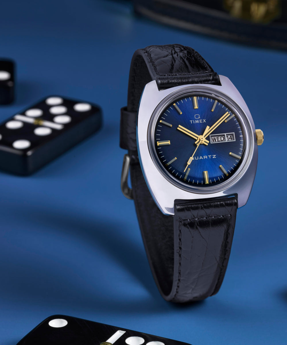 Q Timex® 1978 Day/Date 37.5mm Leather Strap Watch - TW2W44800