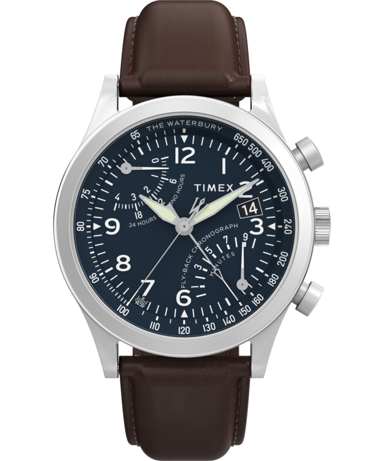 Waterbury Traditional Fly Back Chronograph 43mm Leather Strap Waterbury Traditional Fly Back Chronograph 43mm Leather Strap