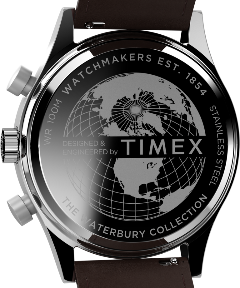 TW2W47900 Waterbury Traditional Fly Back Chronograph 43mm Leather Strap Watch Caseback Image