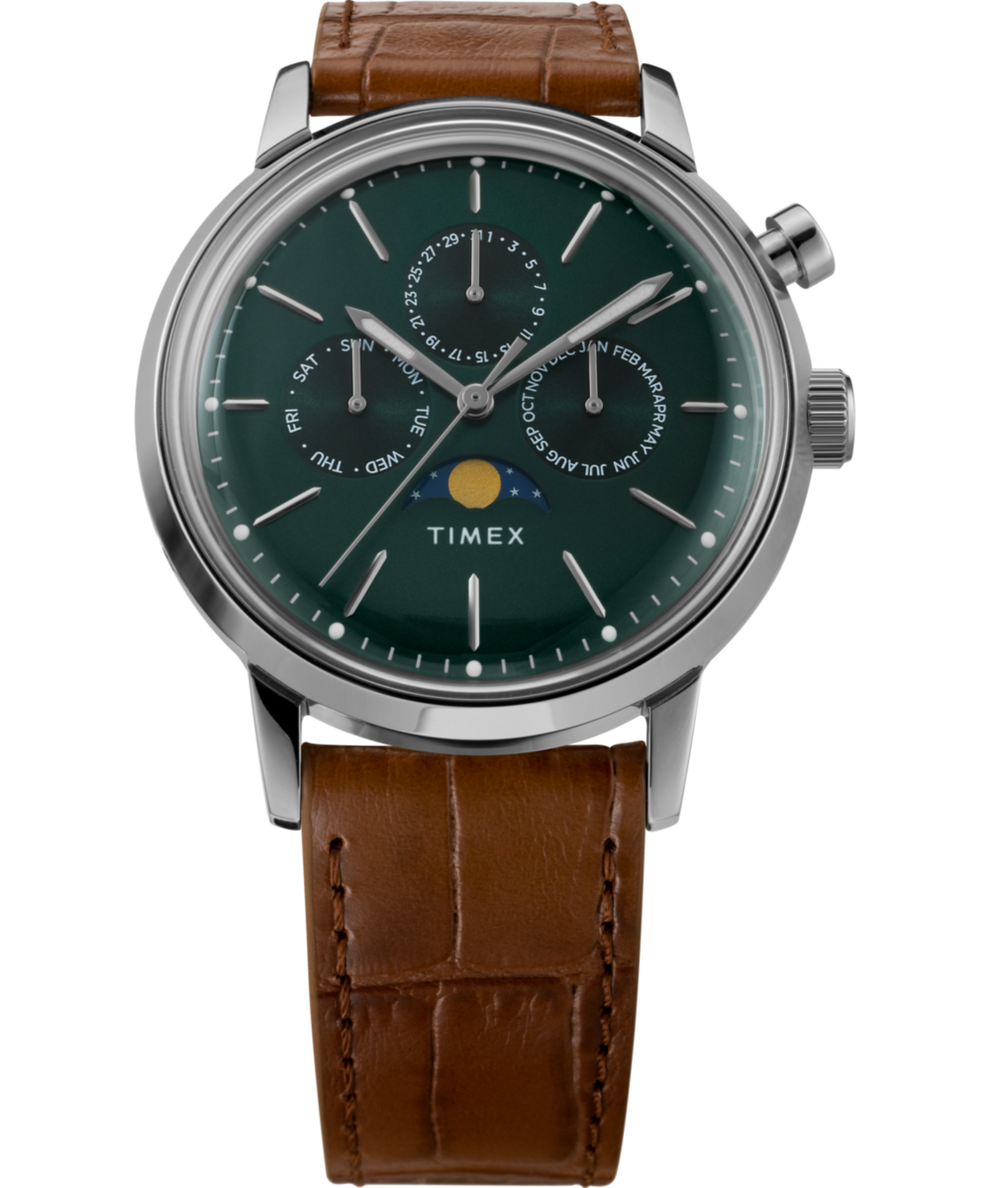 Marlin Moon Phase 40mm Leather Strap Watch TW2W51000 Timex EU