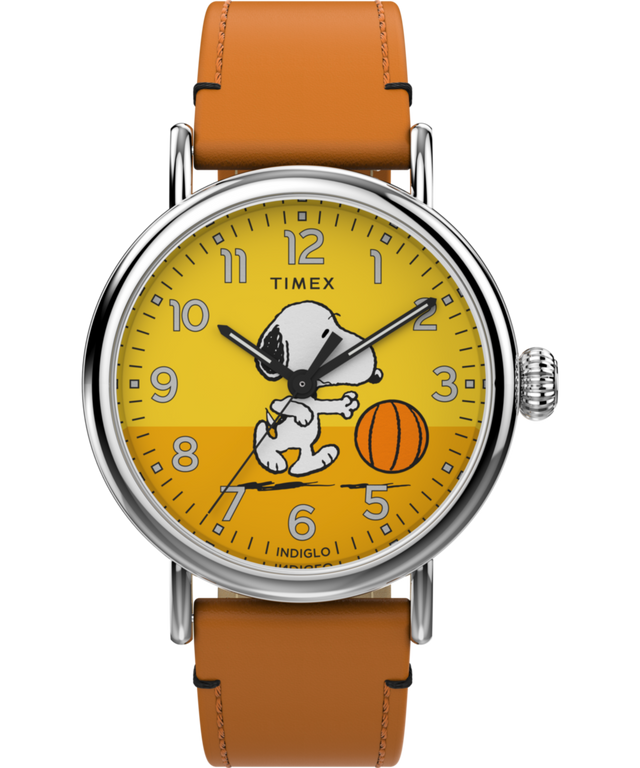 TW2W51900 Timex Standard x Peanuts Basketball 40mm Leather Strap Watch Primary Image