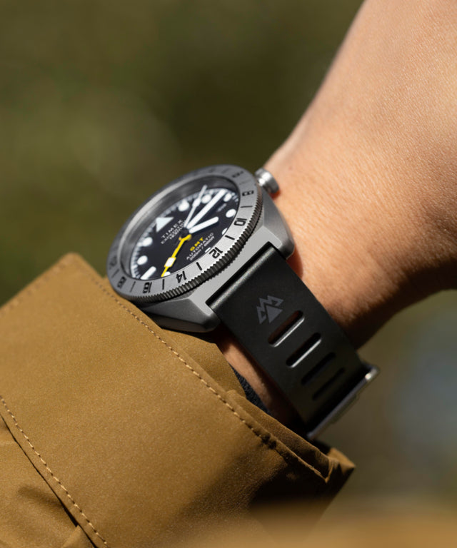 TW2W53000 Expedition® Pioneer Titanium Automatic GMT 41mm Silicone Strap Watch Alt Wrist Shot 2 Image