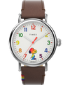 TW2W53900 Timex Standard x Peanuts Rainbow 40mm Leather Strap Watch Primary Image