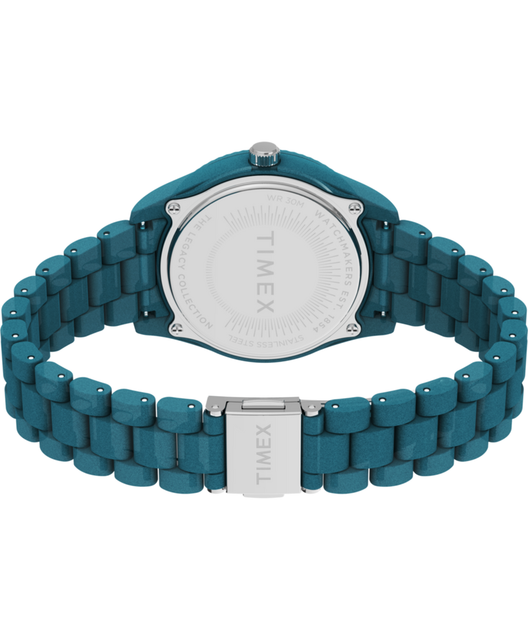 TW2W56400 Timex Legacy Ocean 37mm Recycled Plastic Bracelet Watch Caseback with Attachment Image