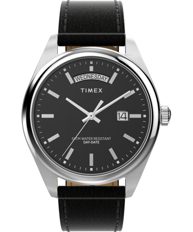 Timex watch black leather strap hotsell