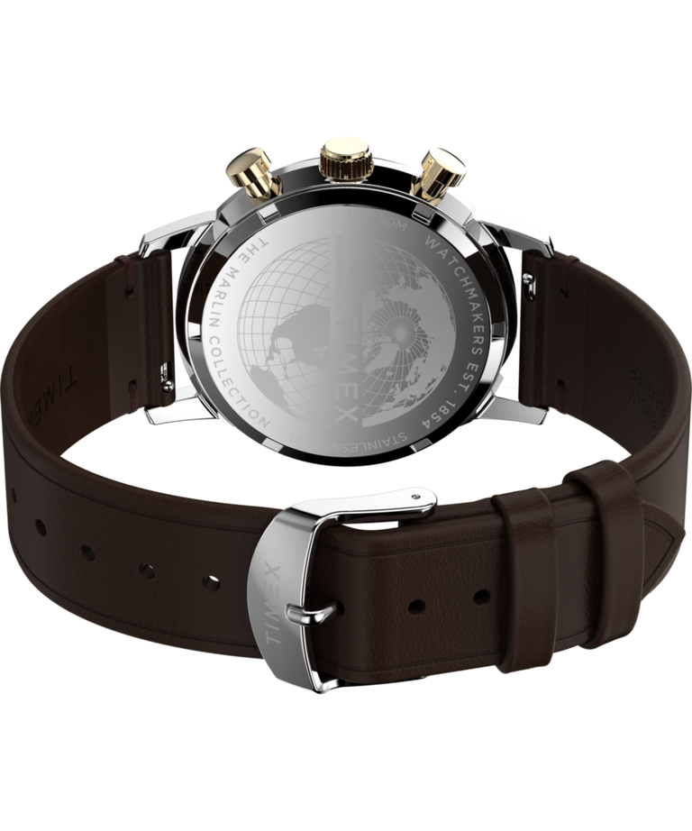 TW2W60400 Marlin® Chronograph Tachymeter 40mm Leather Strap Watch  Caseback with Attachment Image