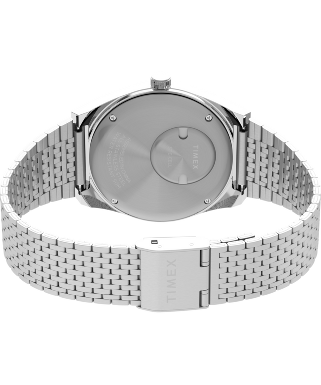 TW2W62400 Q Timex® Falcon Eye 38mm Stainless Steel Bracelet Watch  Caseback with Attachment Image