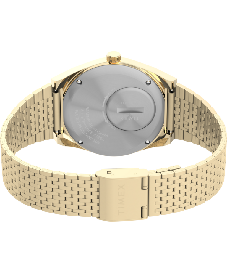 TW2W62500 Q Timex® Falcon Eye 38mm Stainless Steel Bracelet Watch  Caseback with Attachment Image