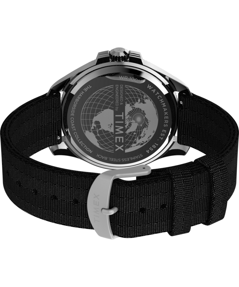 TW2W62600 Harborside Coast 44mm Recycled Fabric Strap Watch  Caseback with Attachment Image