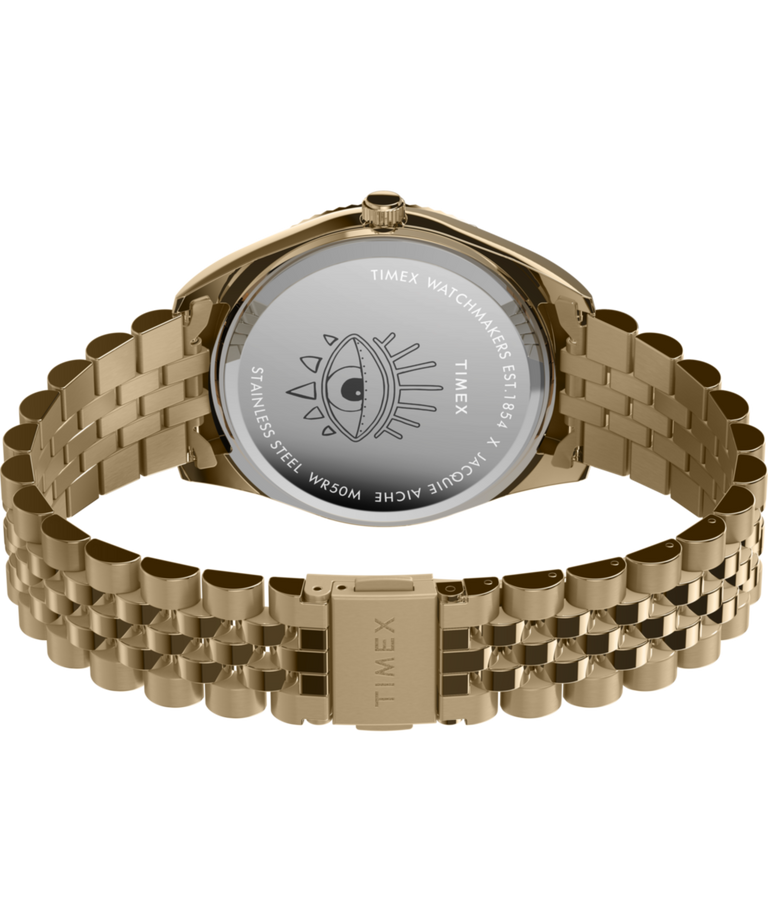 TW2W63300 Timex x Jacquie Aiche 36mm Stainless Steel Bracelet Watch Caseback with Attachment Image
