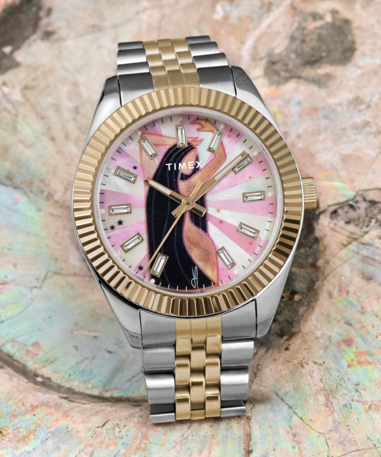 TW2W63700 Timex x Jacquie Aiche Musings 36mm Stainless Steel Bracelet Watch Campaign Key Silhouettes (Beauty shots) Image