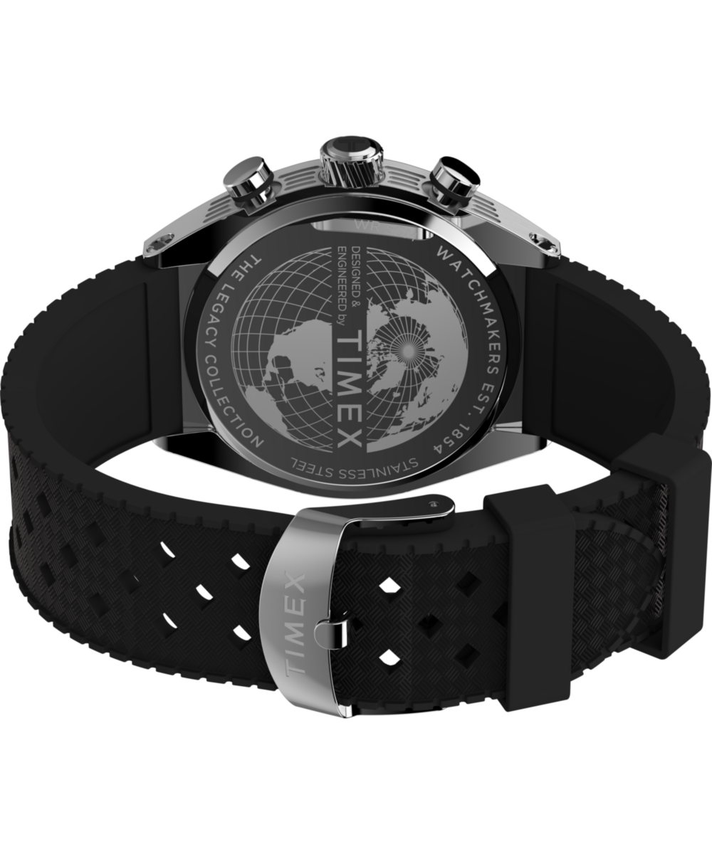 Timex Legacy Tonneau Orologio Uomo 42mm – Cassa Acciaio, Cinturino Nero, Quadrante Nero